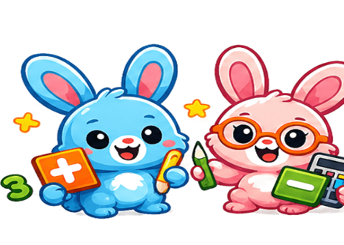 MathBuns bunny pair with calculator and pencil